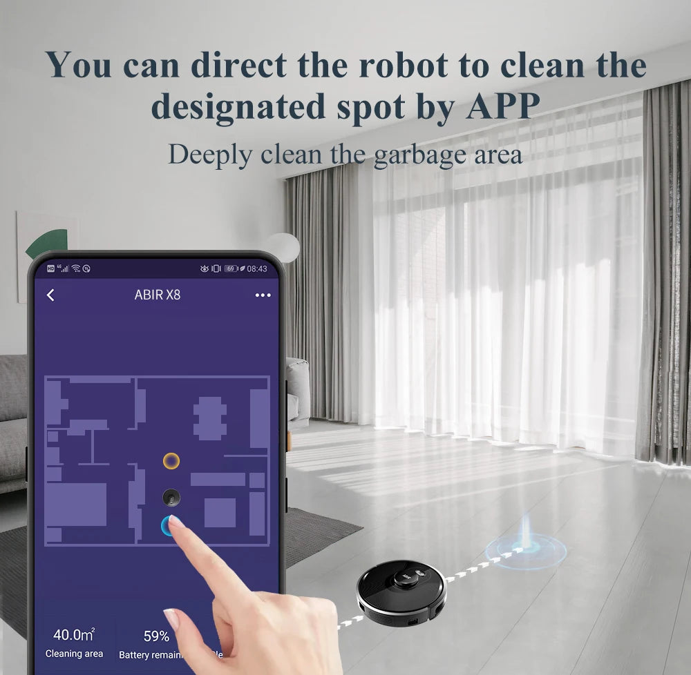 RDT X8 Robot Vacuum Cleaner ,Laser System, Multiple Floors Maps, Zone Cleaning