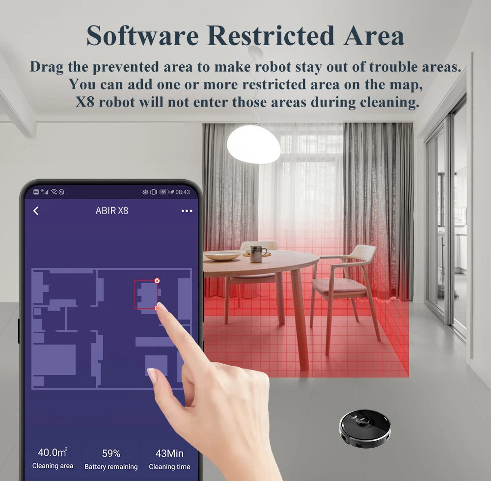 RDT X8 Robot Vacuum Cleaner ,Laser System, Multiple Floors Maps, Zone Cleaning