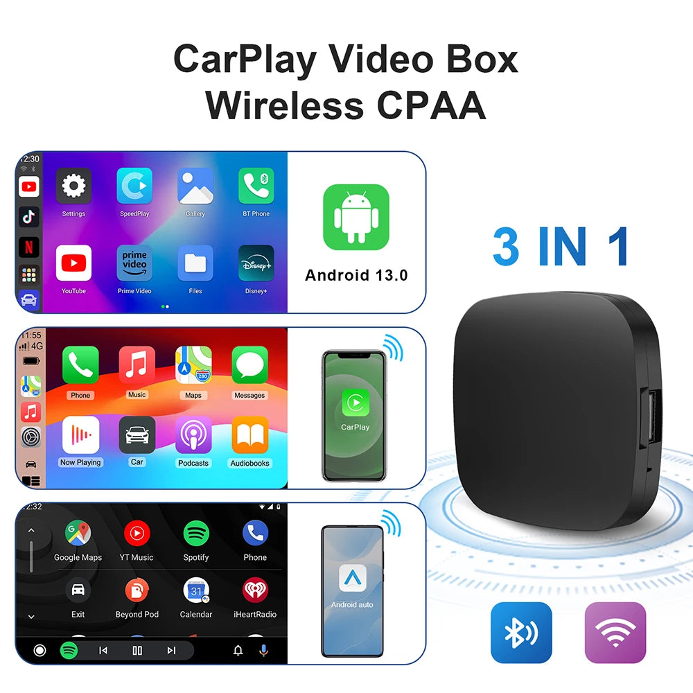 RDT Carplay AI Box Android 13 Wireless Android Auto Smart TV Box For Youtube Netflix