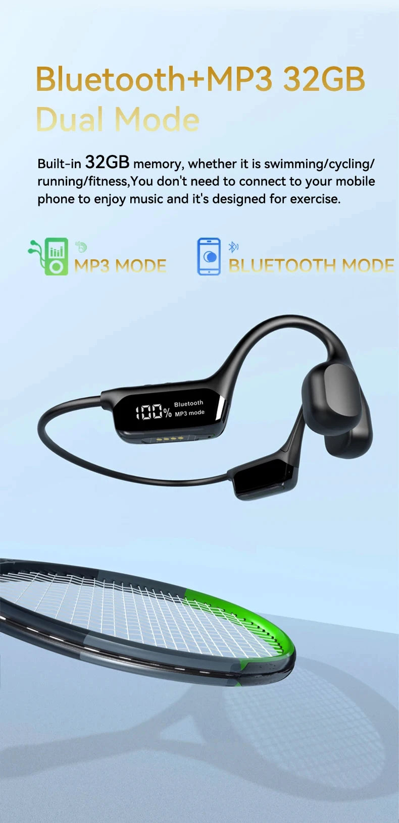 RDT Waterproof Headset for Swimming/sport Bluetooth 5.4 Wireless