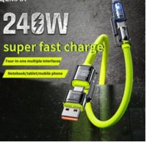 RDT 4-in-1 Cable 240W Super Fast Charging Multiple Functions for iPhone8-16 ProMax iPad Notebook