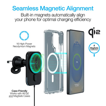 Naztech Maglock CAR 15W Magnetic Wireless Fast Charging Vent Mount with Qi2
