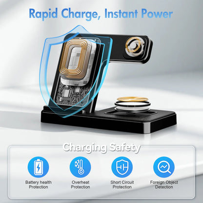 Charging Station, Wirelss Charger, Magnetic Charging Station Compatible with Iphone 16 15 14 13 12 11 Pro Max XS XR, for Iwatch Series 9 8 7 6 5 4 3 2 SE, for Airpods 3 2 Pro