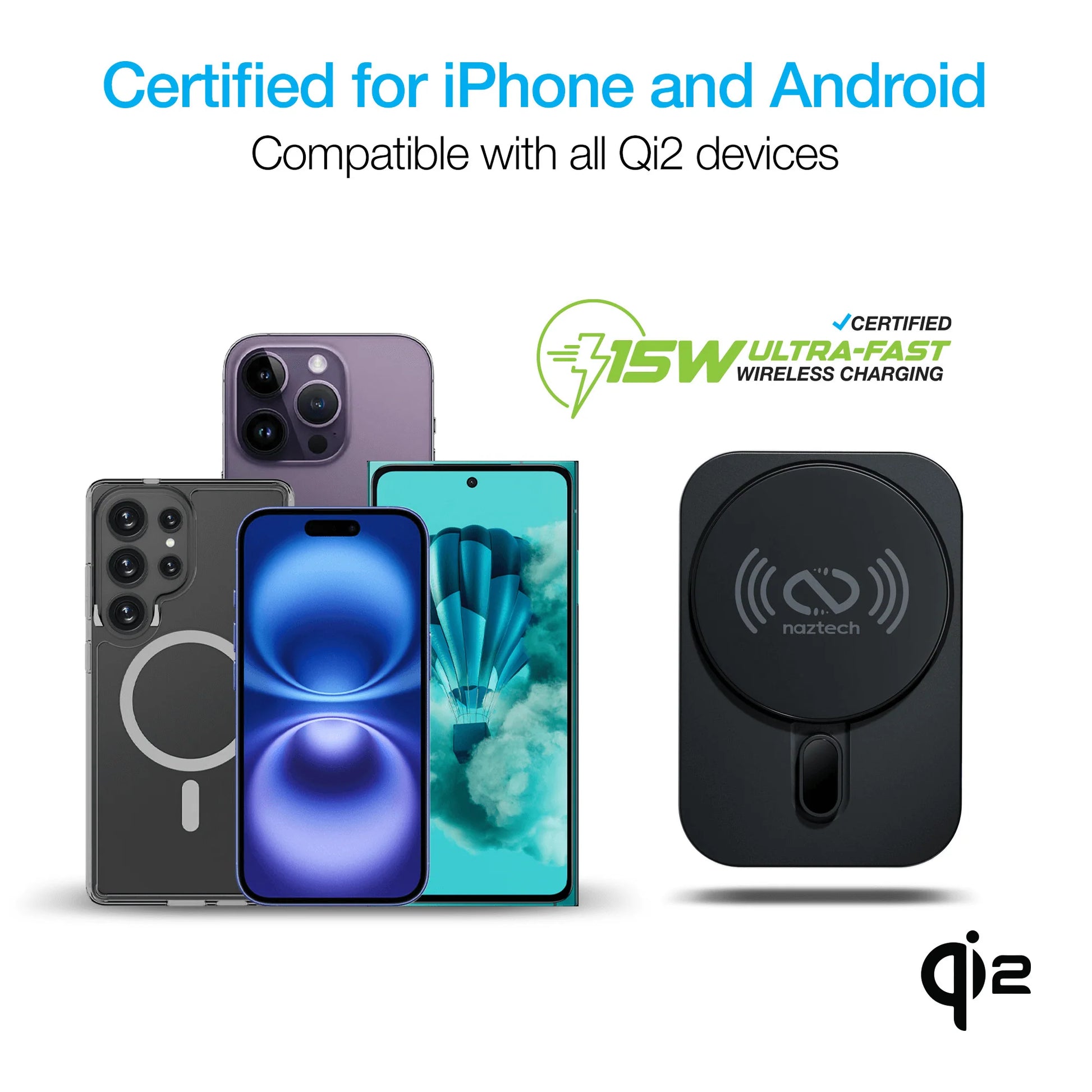 Naztech Maglock CAR 15W Magnetic Wireless Fast Charging Vent Mount with Qi2