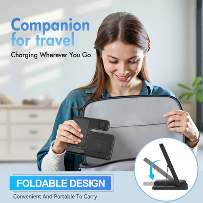 Charging Station, Wirelss Charger, Magnetic Charging Station Compatible with Iphone 16 15 14 13 12 11 Pro Max XS XR, for Iwatch Series 9 8 7 6 5 4 3 2 SE, for Airpods 3 2 Pro