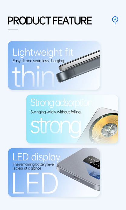 RDT Ultra Thin Power Bank for MagSafe, Fast Charging LED Display Portable Battery For iPhone Samsung Phone Airpods