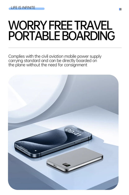 RDT Ultra Thin Power Bank for MagSafe, Fast Charging LED Display Portable Battery For iPhone Samsung Phone Airpods