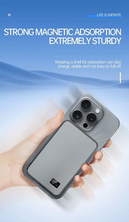 RDT Ultra Thin Power Bank for MagSafe, Fast Charging LED Display Portable Battery For iPhone Samsung Phone Airpods