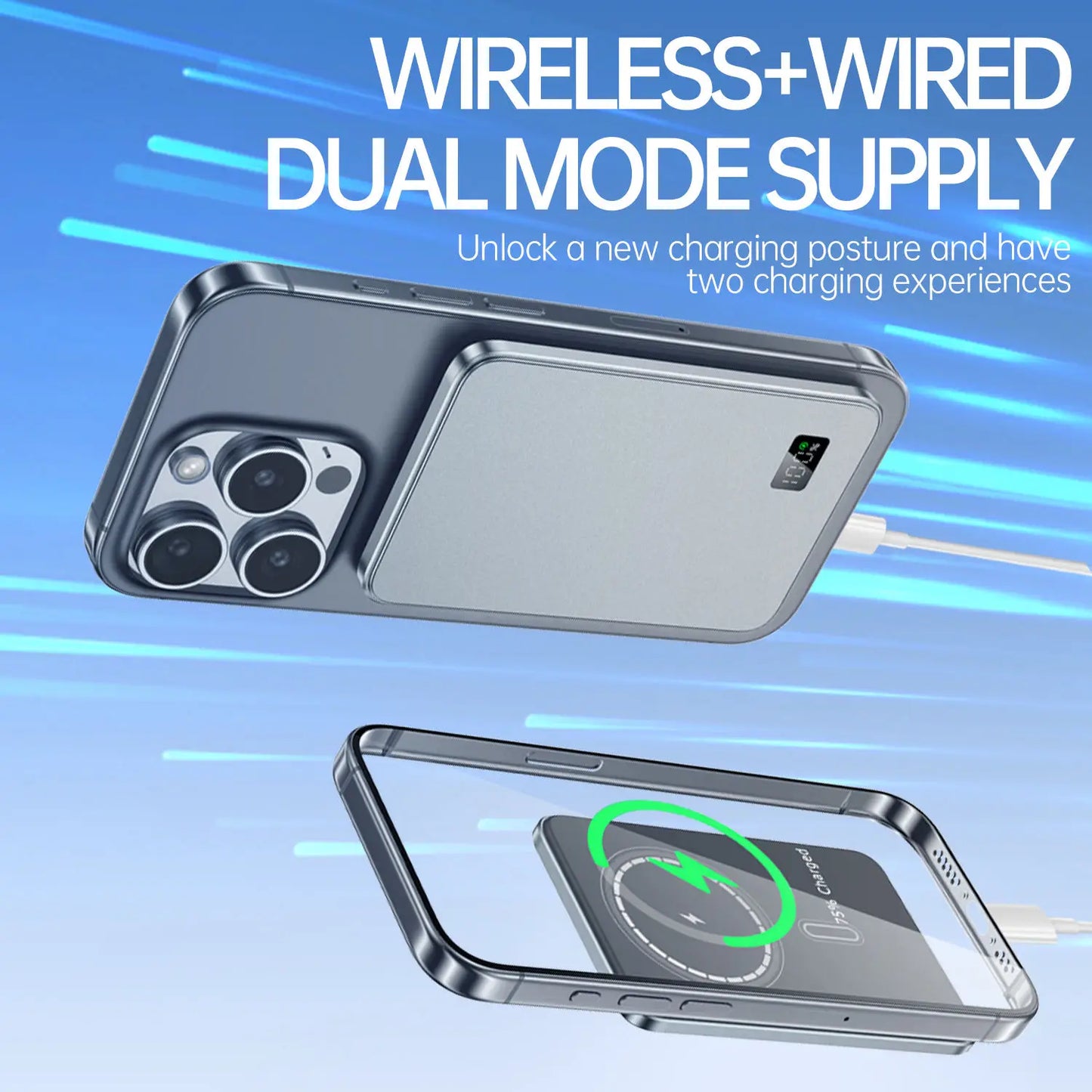 RDT Ultra Thin Power Bank for MagSafe, Fast Charging LED Display Portable Battery For iPhone Samsung Phone Airpods