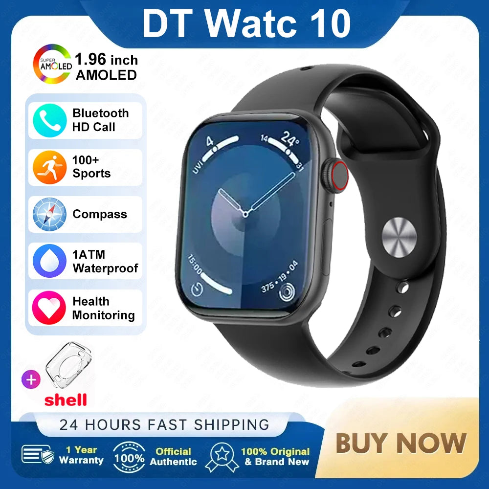 RDT 2025 DT Watch 10 Smart Watch Men 2.01inch AMOLED 16GB Memory Music 3D Surround BT Call Waterproof