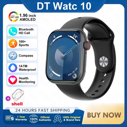 RDT 2025 DT Watch 10 Smart Watch Men 2.01inch AMOLED 16GB Memory Music 3D Surround BT Call Waterproof