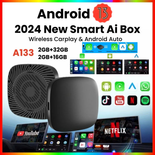 RDT Carplay AI Box Android 13 Wireless Android Auto Smart TV Box For Youtube Netflix