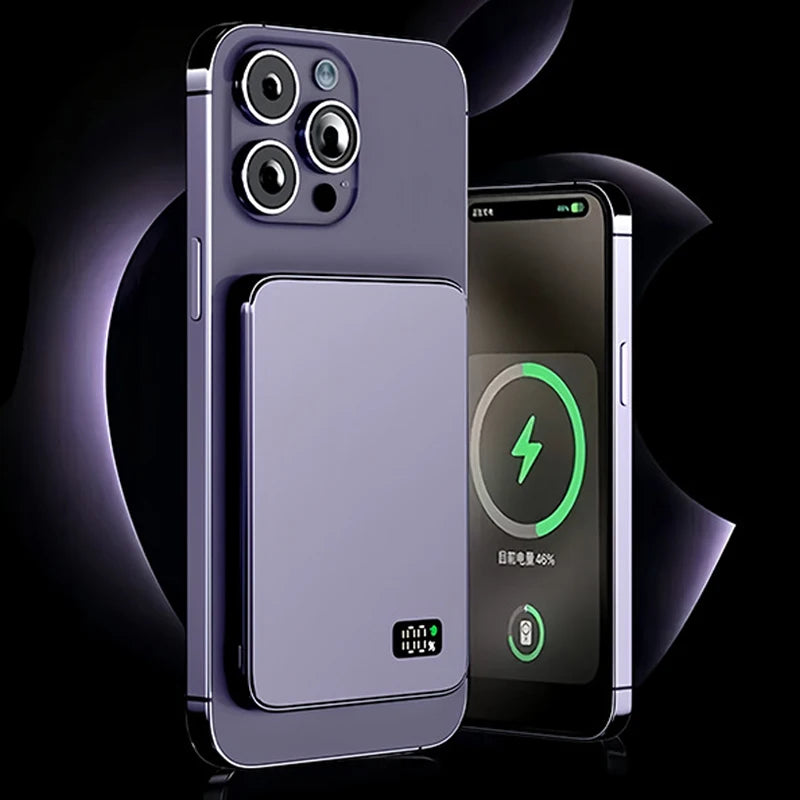 RDT Ultra Thin Power Bank for MagSafe, Fast Charging LED Display Portable Battery For iPhone Samsung Phone Airpods