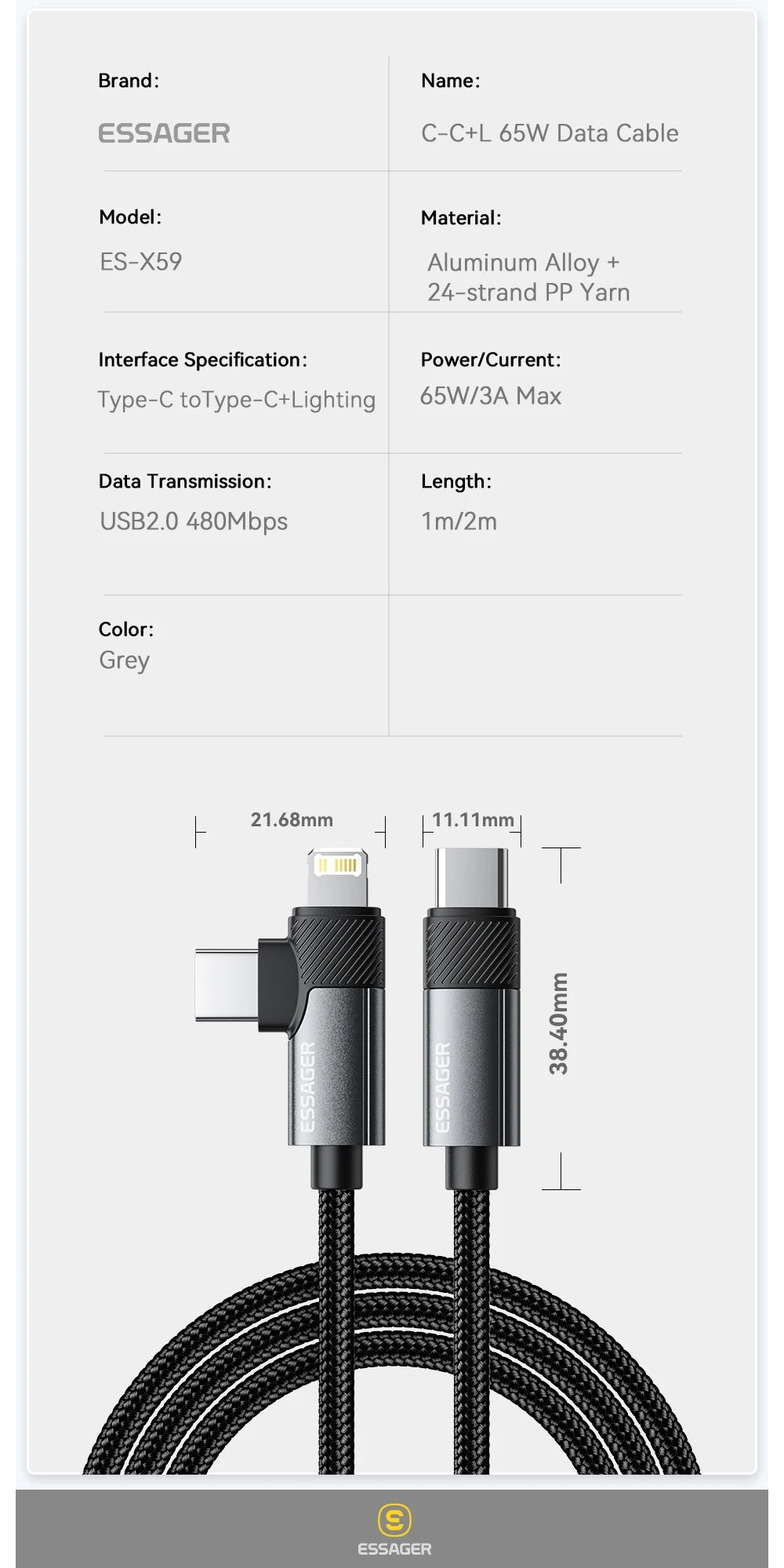 RDT 65W Max 2 in 1 Type C Lightning fast Wire For Samsung IPhone 14 13 12 11 Pro Max