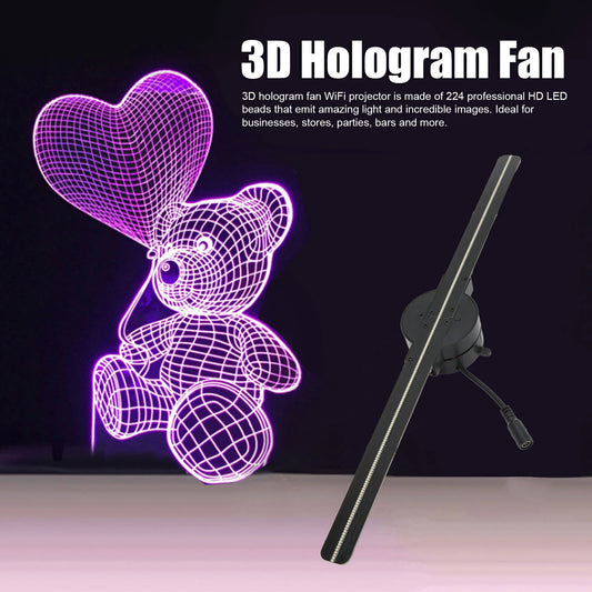 RDT 3D Hologram Fan 16.5in 2000x224 WiFi 3D Projector with LED Light