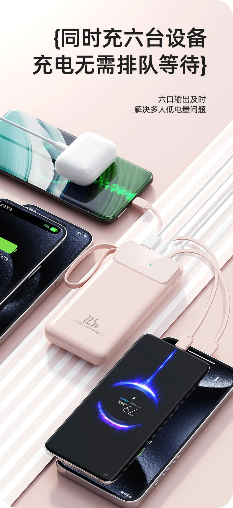 RDT Fast Charging Power Bank with Built-in Cable 10000mAh/20000mAh