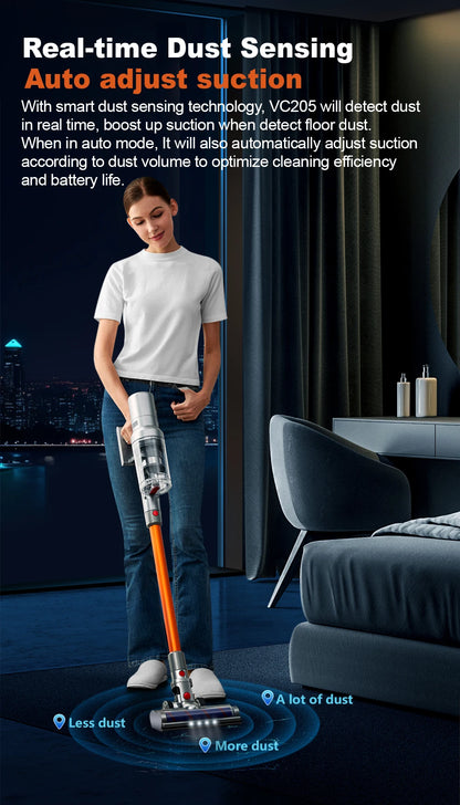 RDT VC205 Cordless Handheld Vacuum Cleaner,27000PA,Touch Screen Smart Dust Sensor