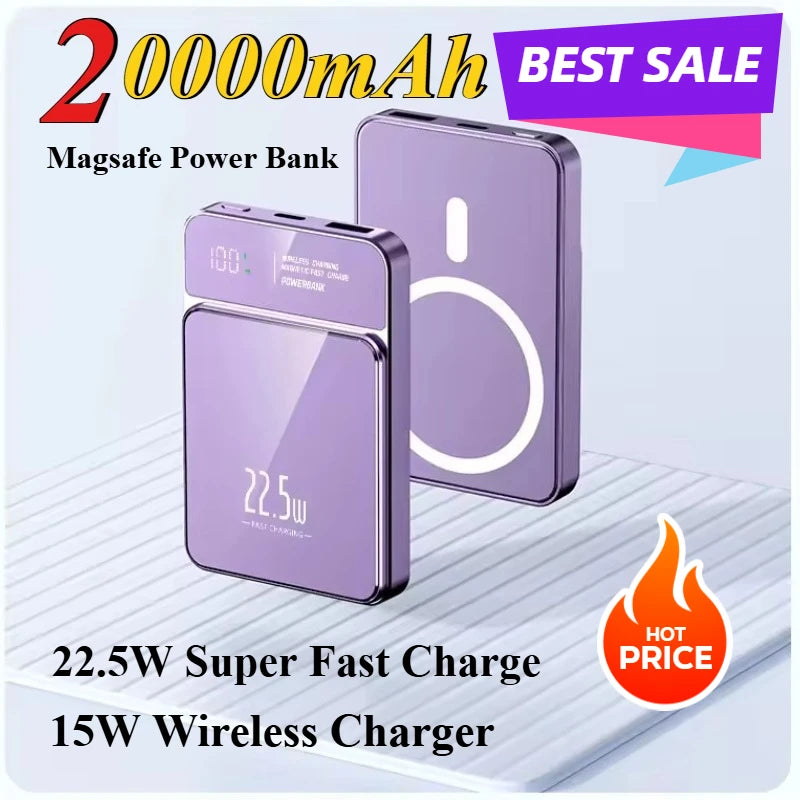 RDT 20000mAh 22.5W Ultra-thin Magnetic Wireless Small Portable Power Bank