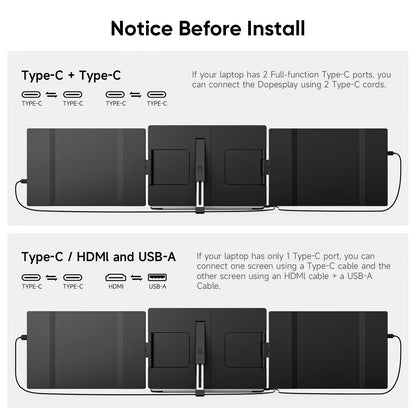 RDT Dopesplay Triple Dual Laptop Screen Extender FHD 1200P 14.1 inch Portable Monitors For Windows Mac Android Laptops 14-17.3inch