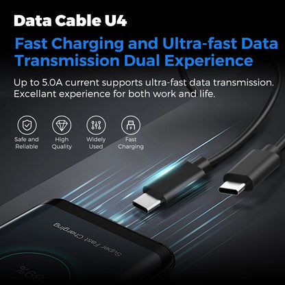 RDT U1-U4 Data Cables Fast Charging USB C to Lightning Type-C to C Cable for All Devices Smart Chip Protection