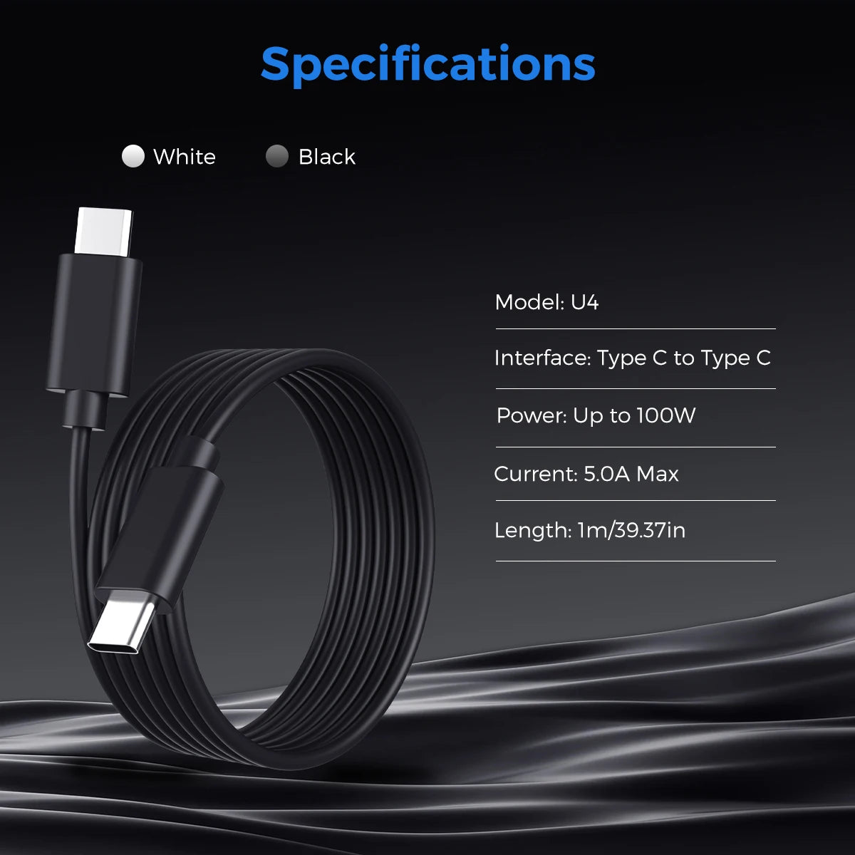 RDT U1-U4 Data Cables Fast Charging USB C to Lightning Type-C to C Cable for All Devices Smart Chip Protection