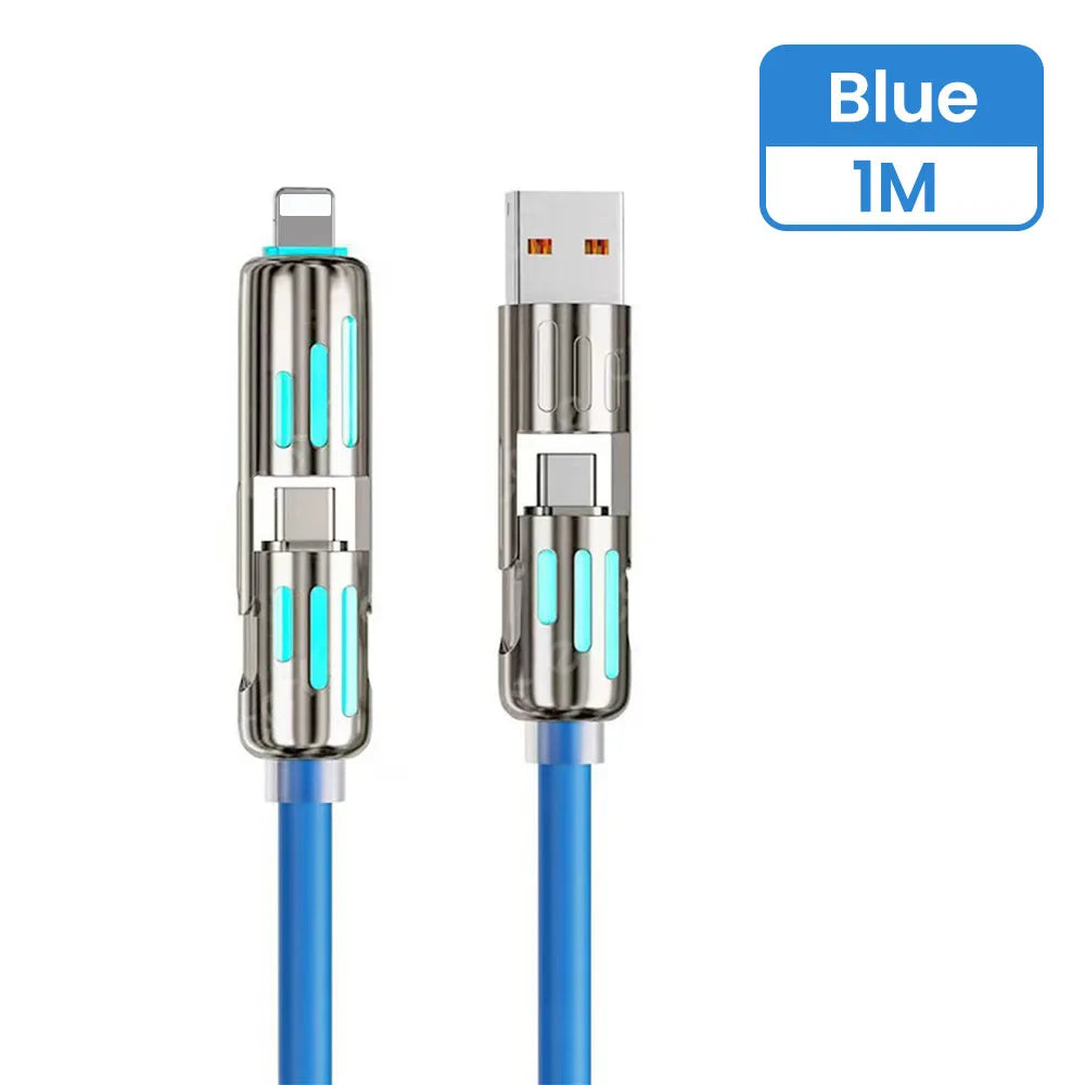 RDT 4 in 1 240W USB Type C Silicone Fast Charging Cable 5A USB Type C To Lightning Super Fast Charge Data Cable For iPhone 15 Xiaomi
