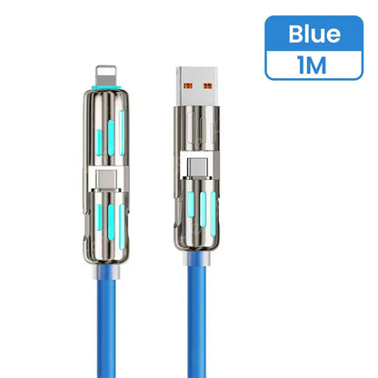 RDT 4 in 1 240W USB Type C Silicone Fast Charging Cable 5A USB Type C To Lightning Super Fast Charge Data Cable For iPhone 15 Xiaomi