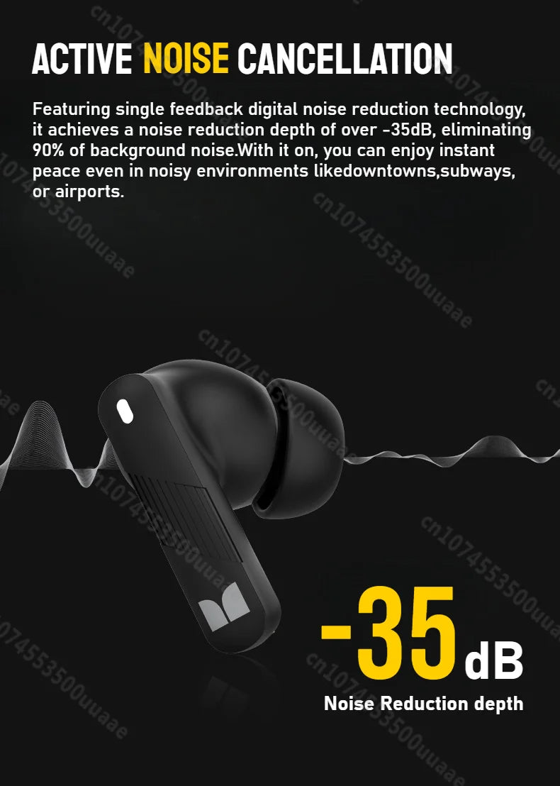 RDT Monster AuraFit Earbuds 360° Stereo Wireless Bluetooth Headphone ANC 5.3 Earphone