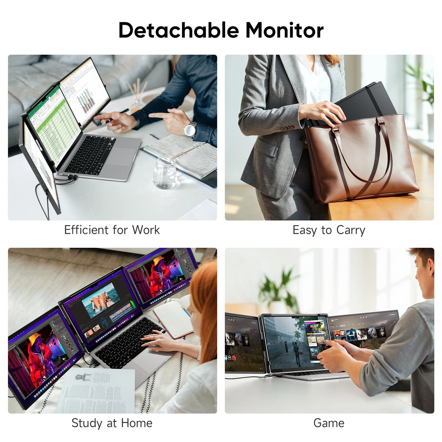 RDT Dopesplay Triple Dual Laptop Screen Extender FHD 1200P 14.1 inch Portable Monitors For Windows Mac Android Laptops 14-17.3inch