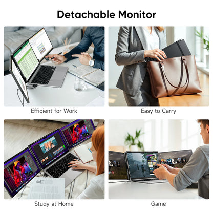 RDT Dopesplay Triple Dual Laptop Screen Extender FHD 1200P 14.1 inch Portable Monitors For Windows Mac Android Laptops 14-17.3inch