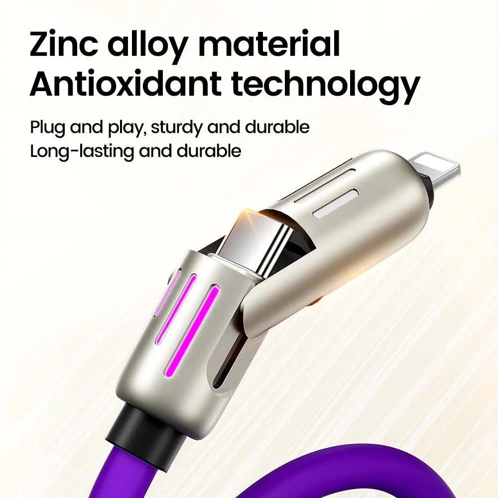 RDT 4 in 1 240W USB Type C Silicone Fast Charging Cable 5A USB Type C To Lightning Super Fast Charge Data Cable For iPhone 15 Xiaomi