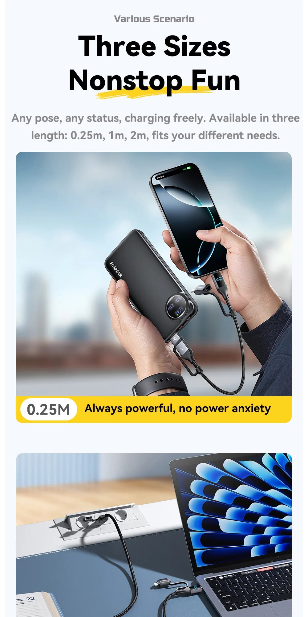 RDT 4 In 1 Digital Display USB Cable Type C 100W PD Fast Charging Wire For iPhone Macbook iPad Xiaomi Type C Lighting Cable