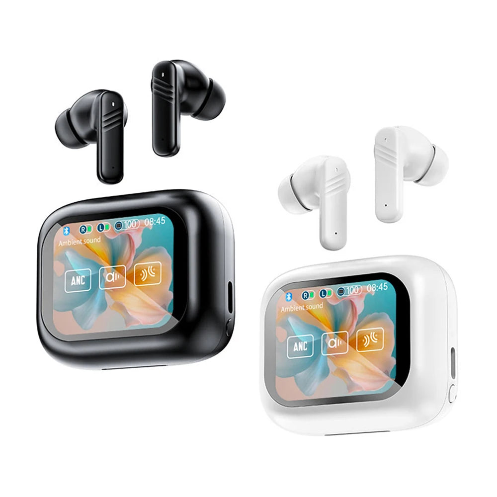RDT New Full Touch Screen Headphones ANC Bluetooth 5.4 Noise Cancelling Earphones HiFi Stereo Wireless In-Ear ENC Earbuds With Mic