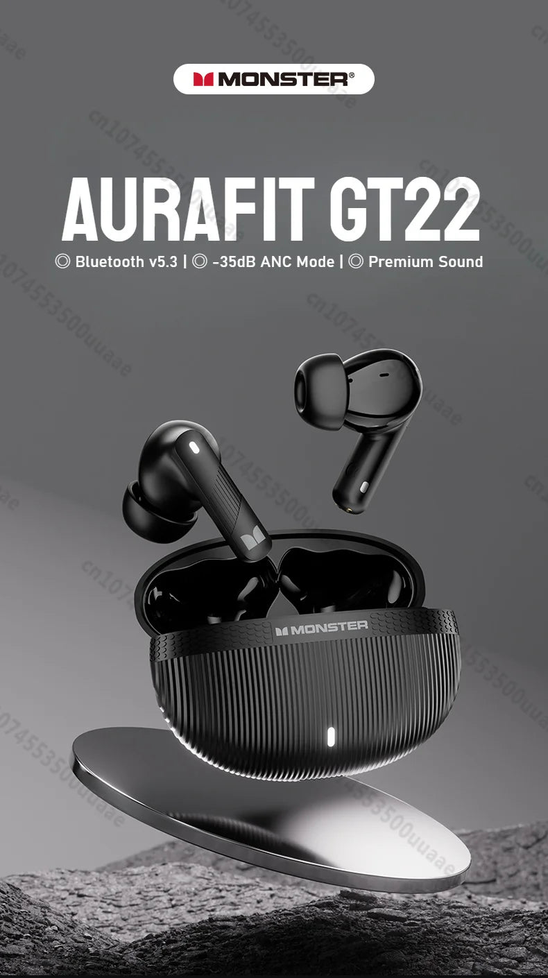 RDT Monster AuraFit Earbuds 360° Stereo Wireless Bluetooth Headphone ANC 5.3 Earphone