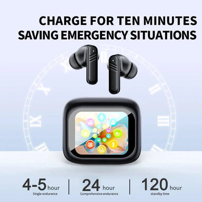 RDT New Full Touch Screen Headphones ANC Bluetooth 5.4 Noise Cancelling Earphones HiFi Stereo Wireless In-Ear ENC Earbuds With Mic