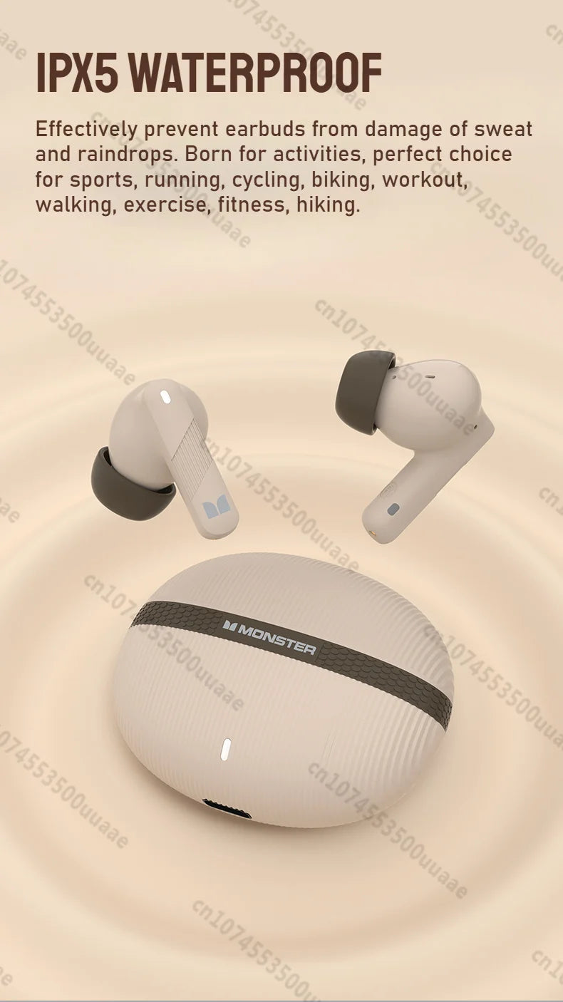 RDT Monster AuraFit Earbuds 360° Stereo Wireless Bluetooth Headphone ANC 5.3 Earphone