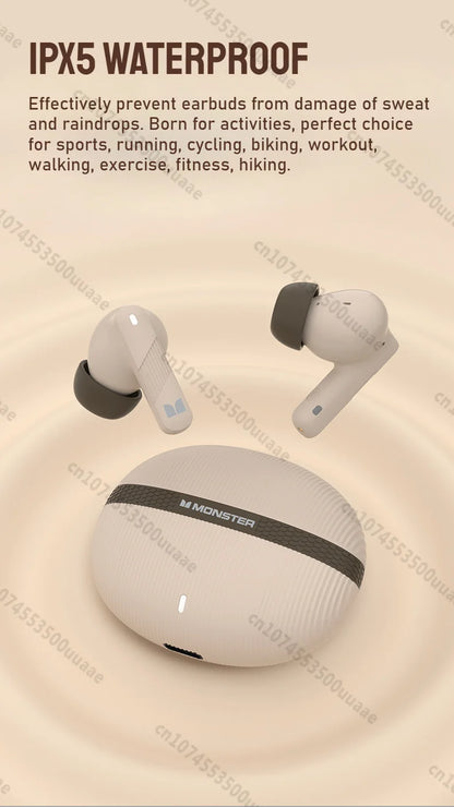 RDT Monster AuraFit Earbuds 360° Stereo Wireless Bluetooth Headphone ANC 5.3 Earphone
