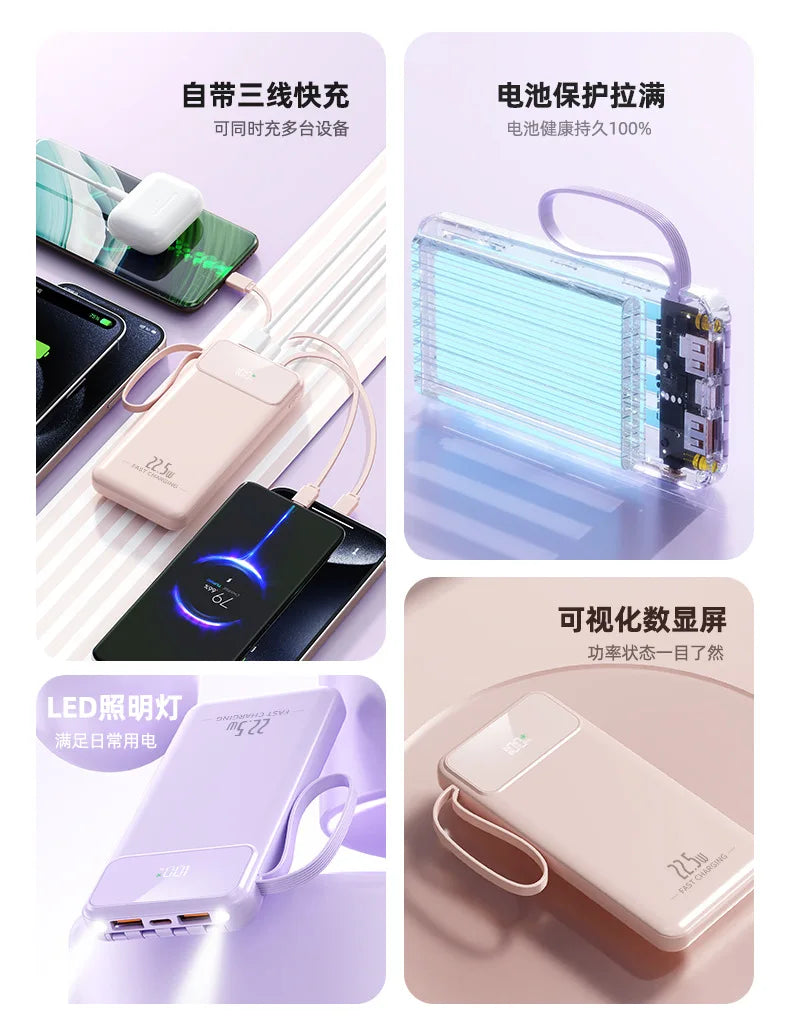 RDT Fast Charging Power Bank with Built-in Cable 10000mAh/20000mAh