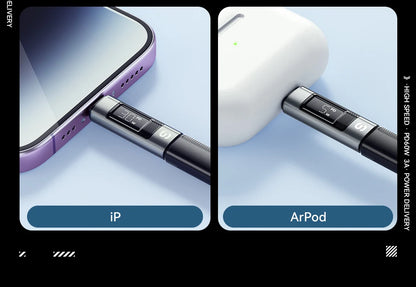 RDT Type C Adapter Digital Display PD 60W Fast Charging Lightning iPhone 16 15 14 13