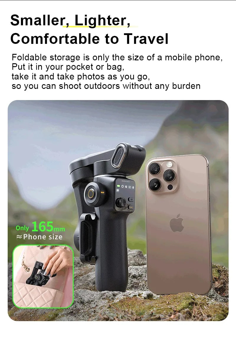 RDT 3-Axis Handheld Gimbal Phone Stabilizer with Extension Rod  8.0 Anti Shake Face Tracking for Phone Outdoor Shooting Vlog