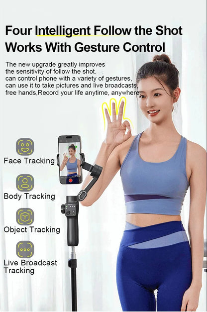 RDT 3-Axis Handheld Gimbal Phone Stabilizer with Extension Rod  8.0 Anti Shake Face Tracking for Phone Outdoor Shooting Vlog