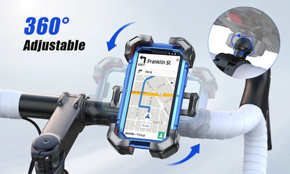RDT Joyroom Bike Phone Holder 360° View Universal Bicycle Phone Holder for 4.7-7 inch Mobile Phone Stand Shockproof Bracket GPS Clip