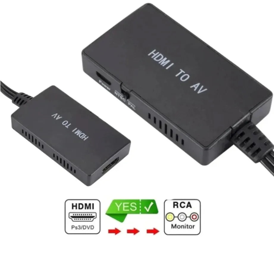 RDT HDMI-compatible To RCA AV/CVBS Adapter Video Converter Box Supports PAL/NTSC Compatible for TV, DVD, Blu-ray Player, HD Box