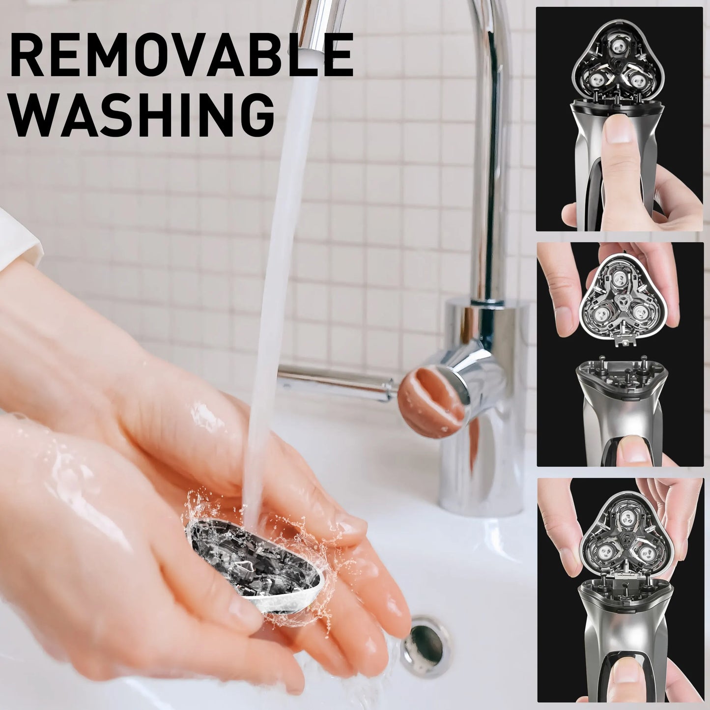 RDT Blackstone Electrical Rotary Shaver for Men 3D Floating Blade Washable Type-C USB Rechargeable
