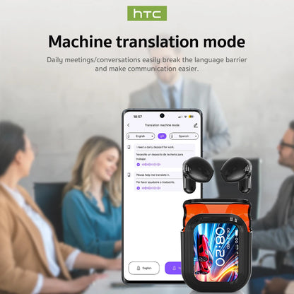 RDT Translator HTC NE20 New Bluetooth 6.0 Wireless Headphones Translation Earphones IPX4 Waterproof Rating Long Battery Life