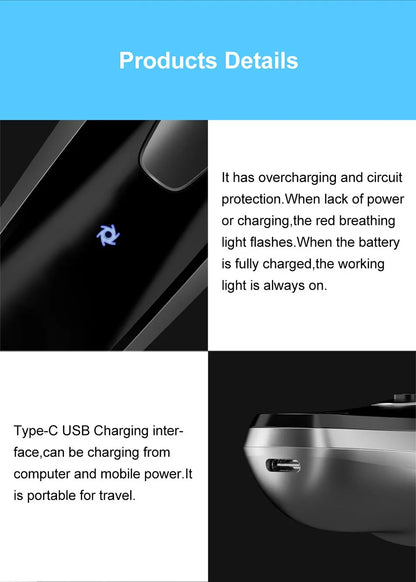 RDT Blackstone Electrical Rotary Shaver for Men 3D Floating Blade Washable Type-C USB Rechargeable