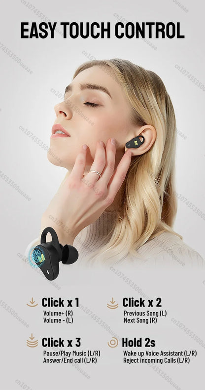 RDT Monster N-Lite 210 Mini Invisible Sports Earphones in-Ear Deep Bass Bluetooth 5.4 Waterproof Wireless Earbuds