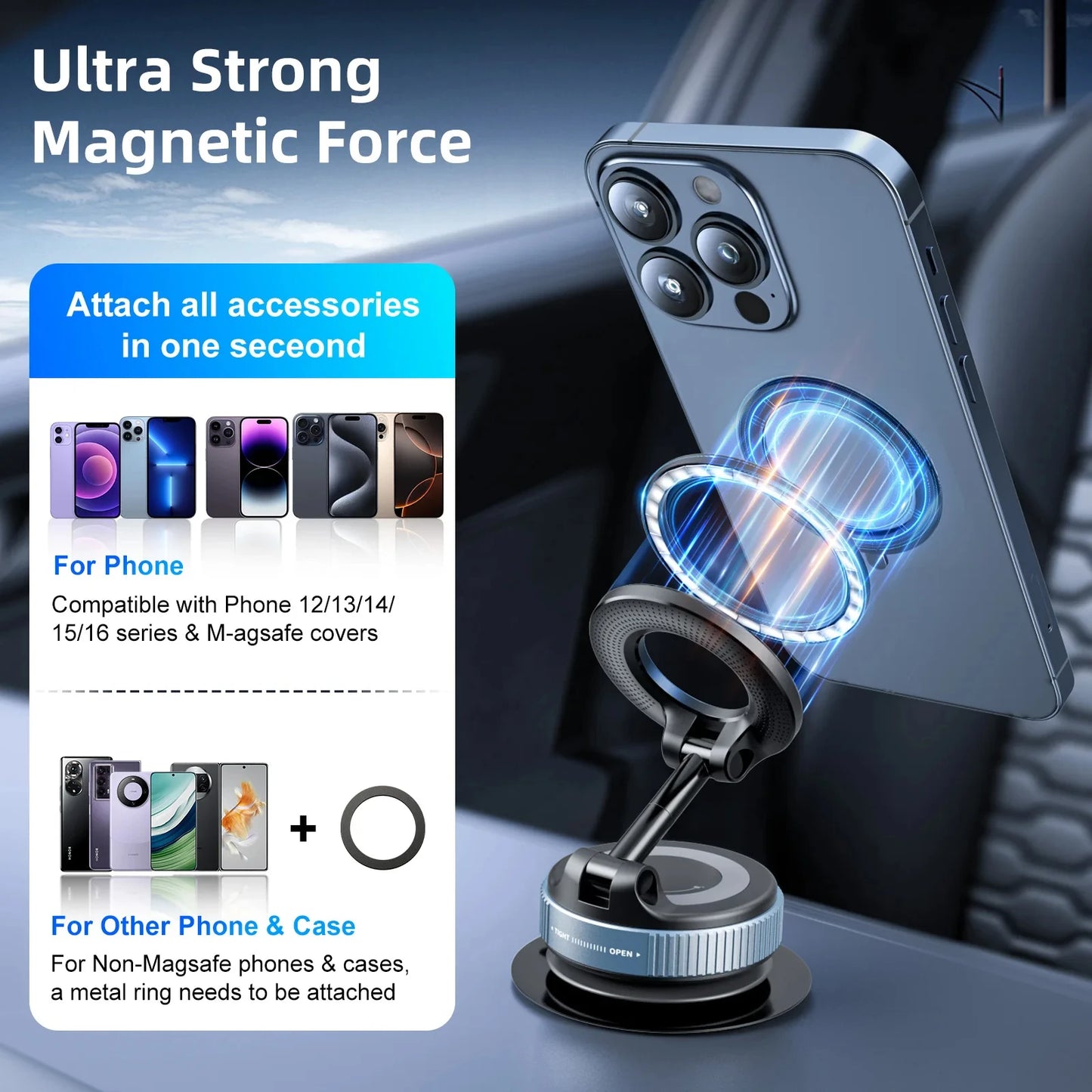 RDT Car Phone Magnetic Stand Rotate 360°