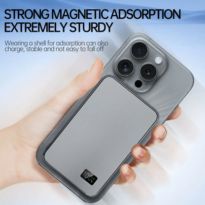 RDT Ultra Thin Power Bank for MagSafe, Fast Charging LED Display Portable Battery For iPhone Samsung Phone Airpods