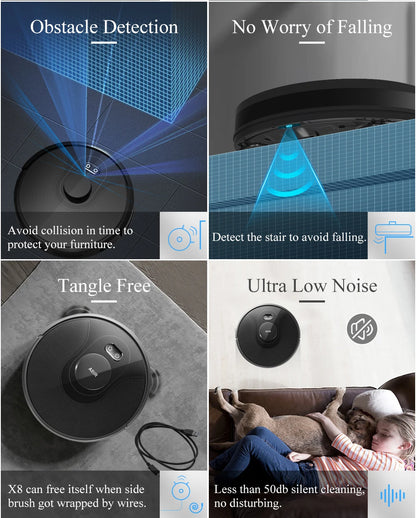 RDT X8 Robot Vacuum Cleaner ,Laser System, Multiple Floors Maps, Zone Cleaning